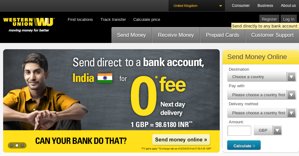 Western Union Promo Codes homepage