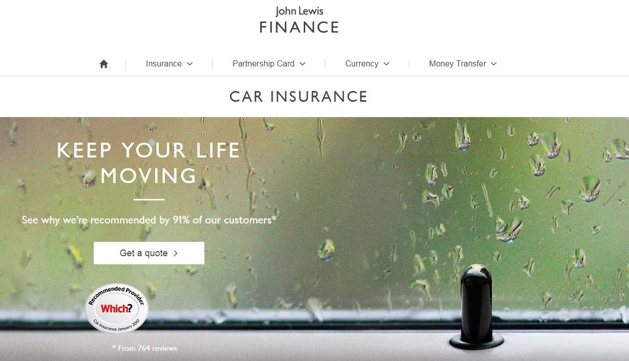 John Lewis Car Insurance homepage