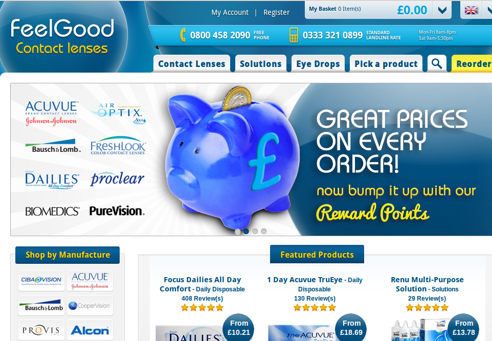 Feel Good Contact Lens homepage