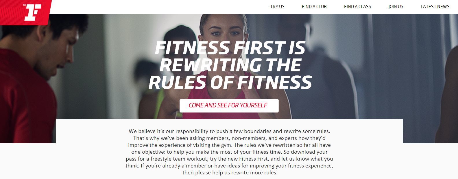 Fitness First Deals homepage image