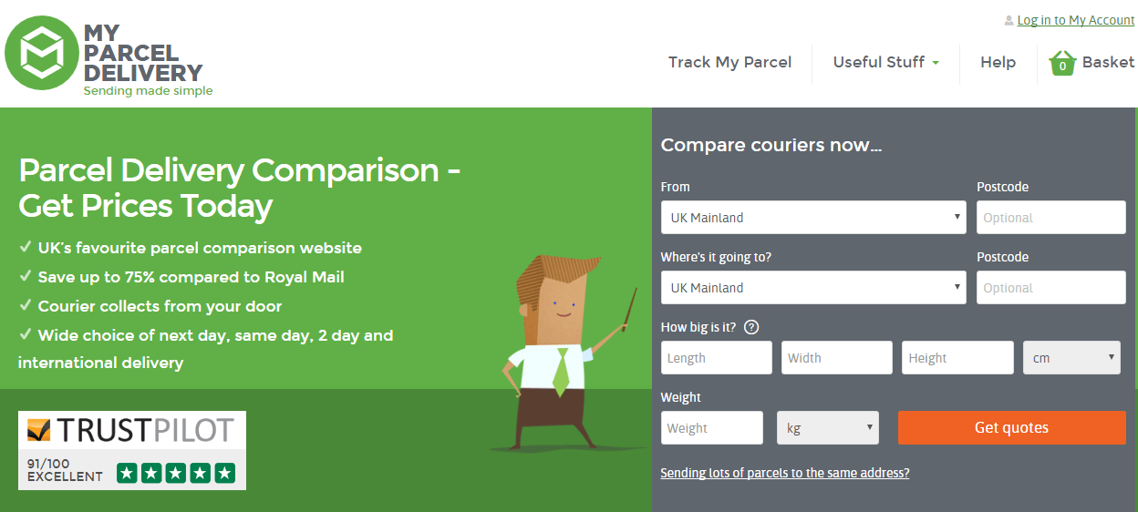 My Parcel Delivery homepage