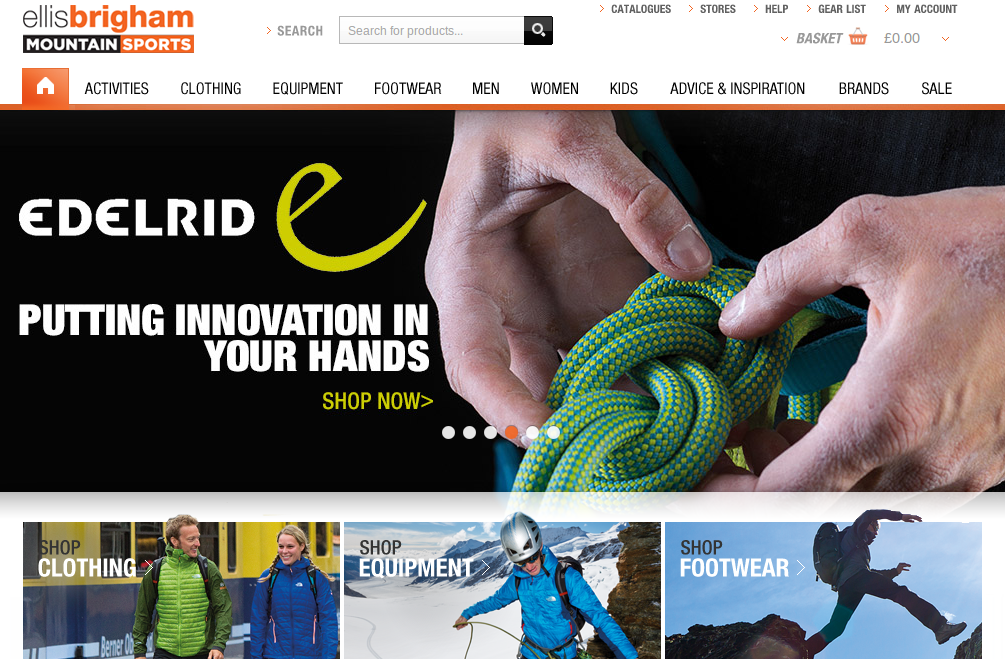 Ellis Brigham discount codes homepage