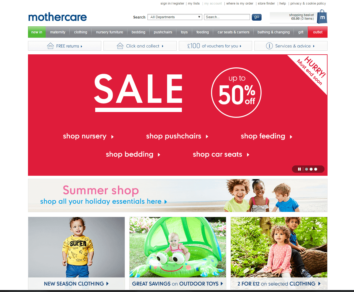 Mothercare Voucher Codes Homepage Image