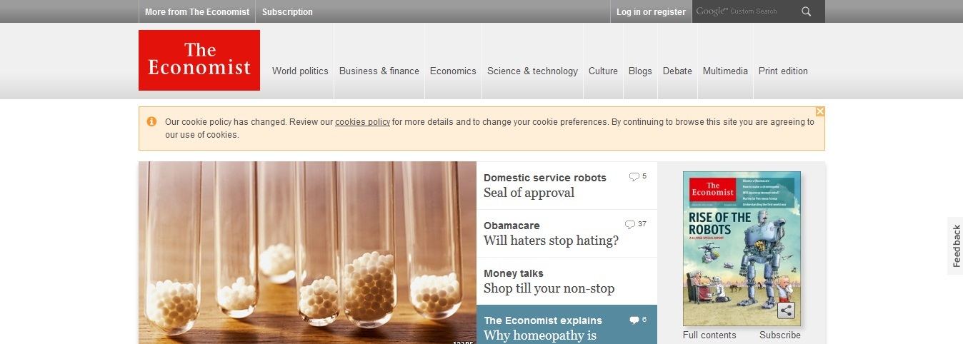 The Economist Magazine vouchers homepage image