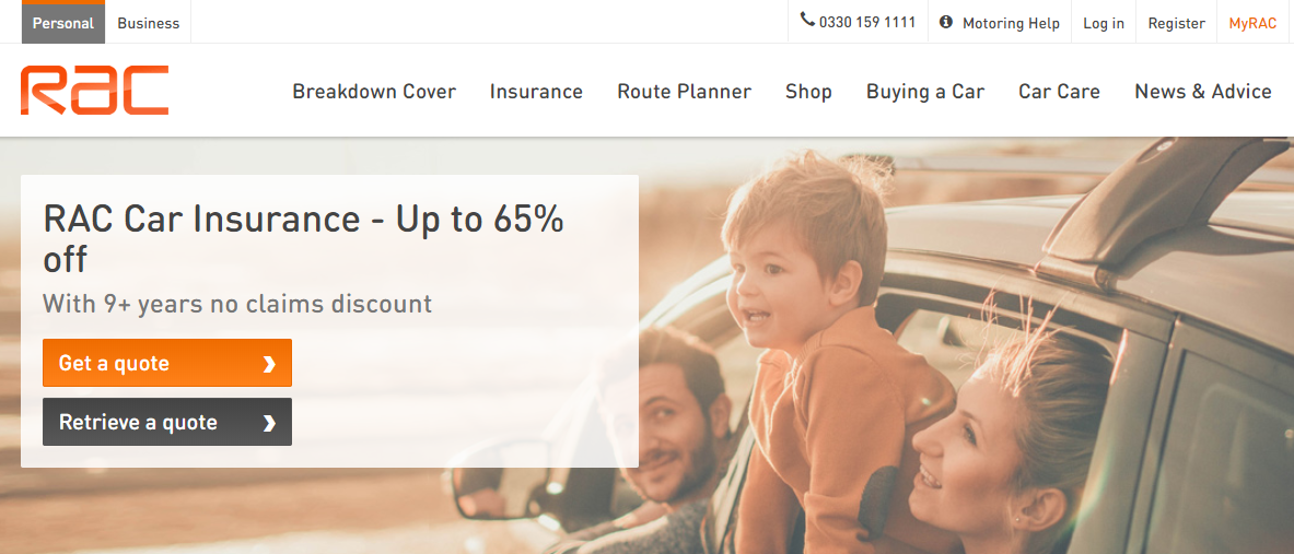 RAC Insurance Voucher Codes Homepage Image