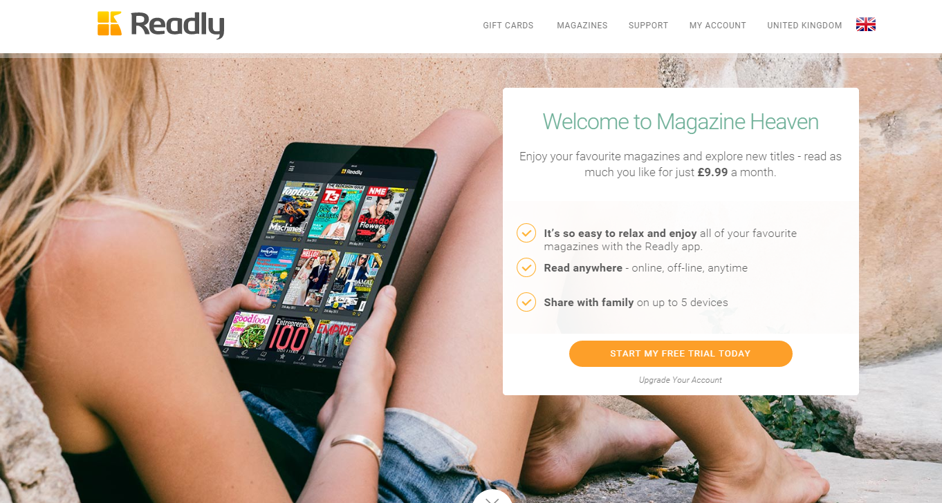 Readly discount codes homepage image