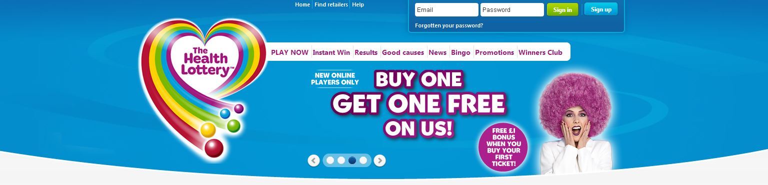 The Health Lottery homepage