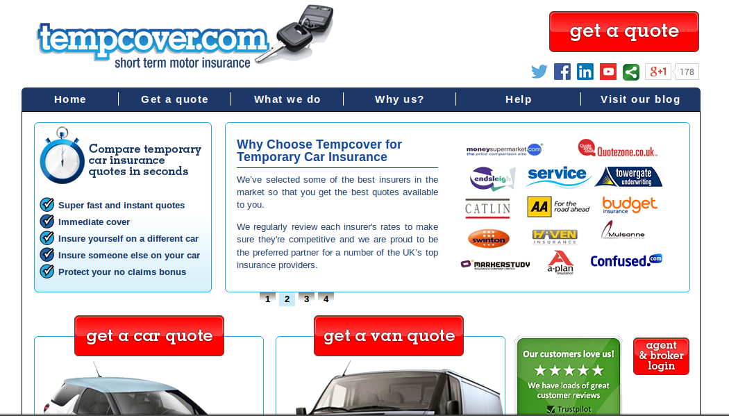 TempCover.com homepage