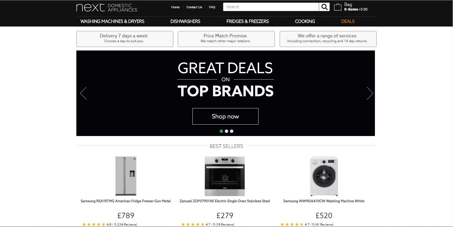 Next Domestic Appliances Vouchers Homepage