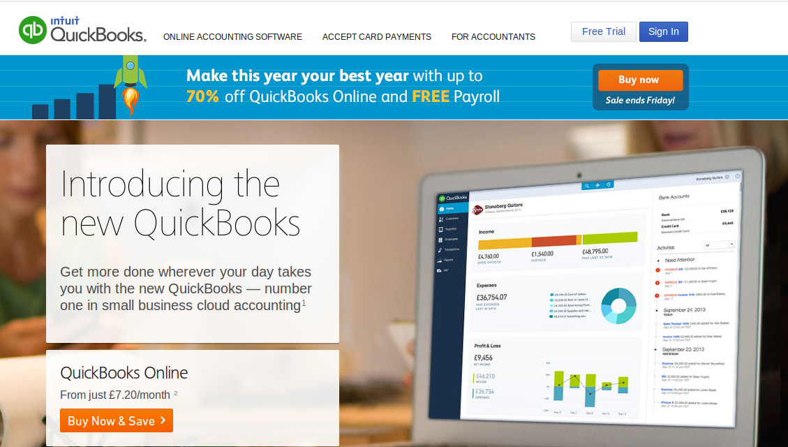 QuickBooks homepage