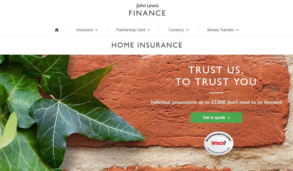 John Lewis Home Insurance Voucher Codes homepage image
