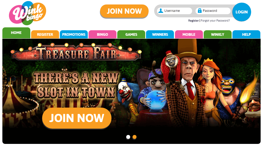 Wink Bingo Promo Codes homepage