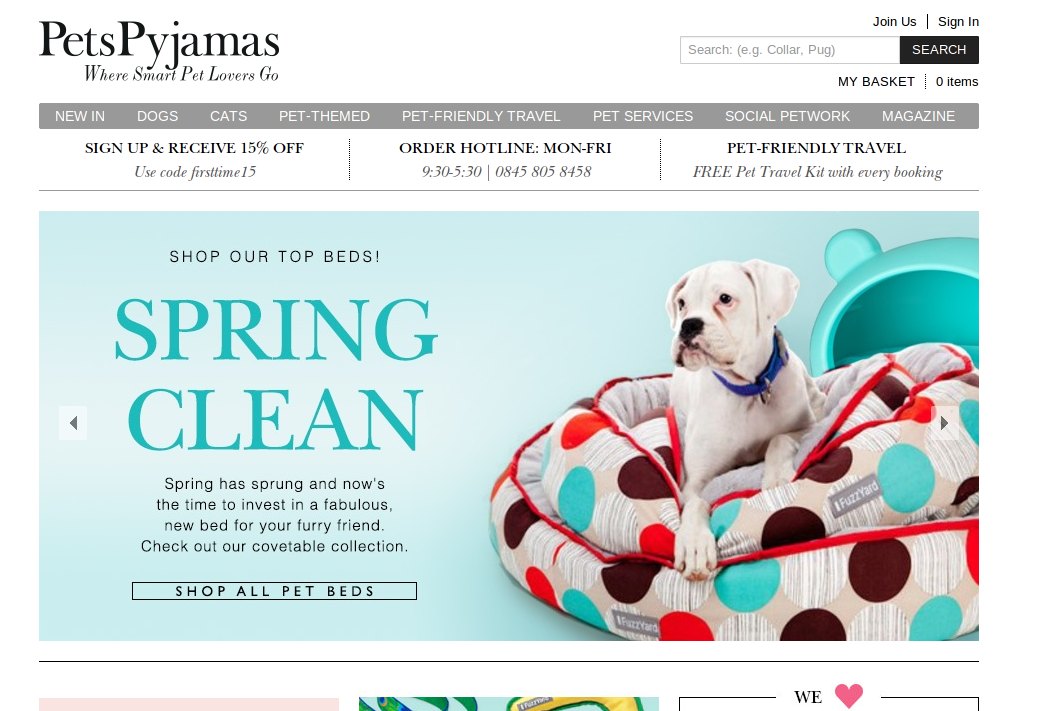 Pets Pyjamas homepage