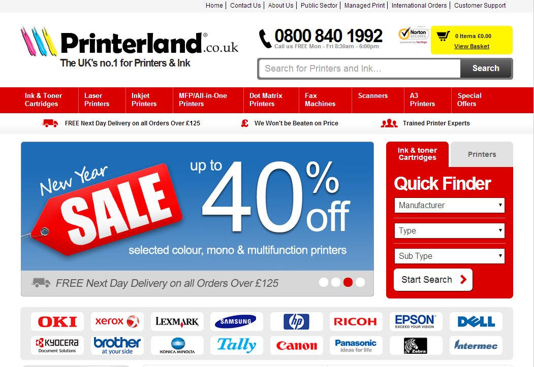 Printerland homepage