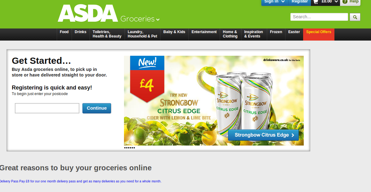 Asda Groceries Voucher Codes homepage Image