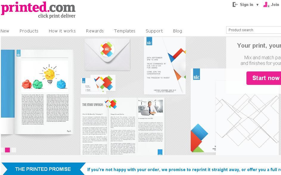 Printed.com homepage